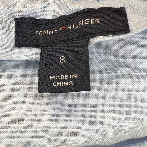 Tommy Hilfiger Girls Blue Shine A Line Dress Zip Size 8 Bow Woven - Picture 4 of 5